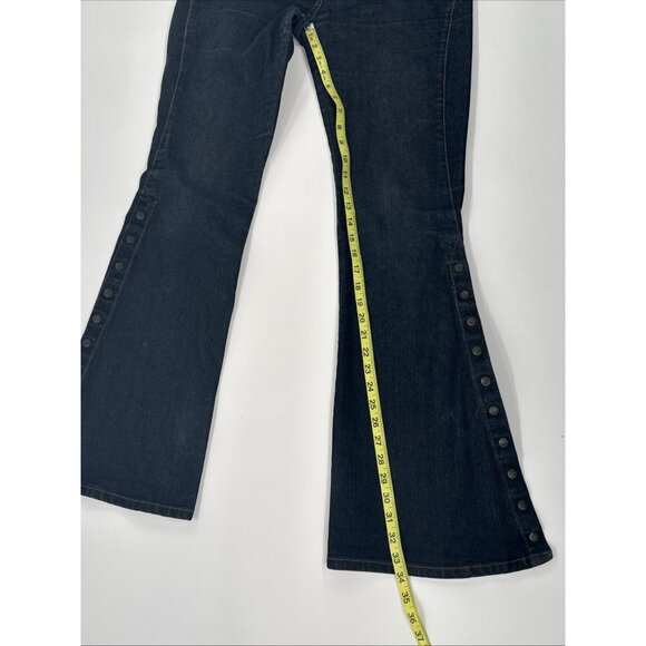 Y2K Parasuco Denim Jeans 31x33 Stretch Snap Open Flared Fringe Rhinestone Hippie - Picture 16 of 16